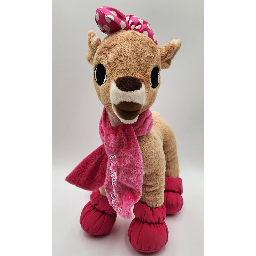 Dan Dee Rudolph the Red Nose Reindeer Clarice‎ Plush Toy Scarf Boots Bow Pink